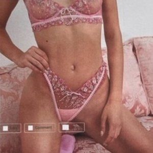 FOR LOVE & LEMONS Romantic Pink Fan Floral Thong, Panty, New With Tags, M
